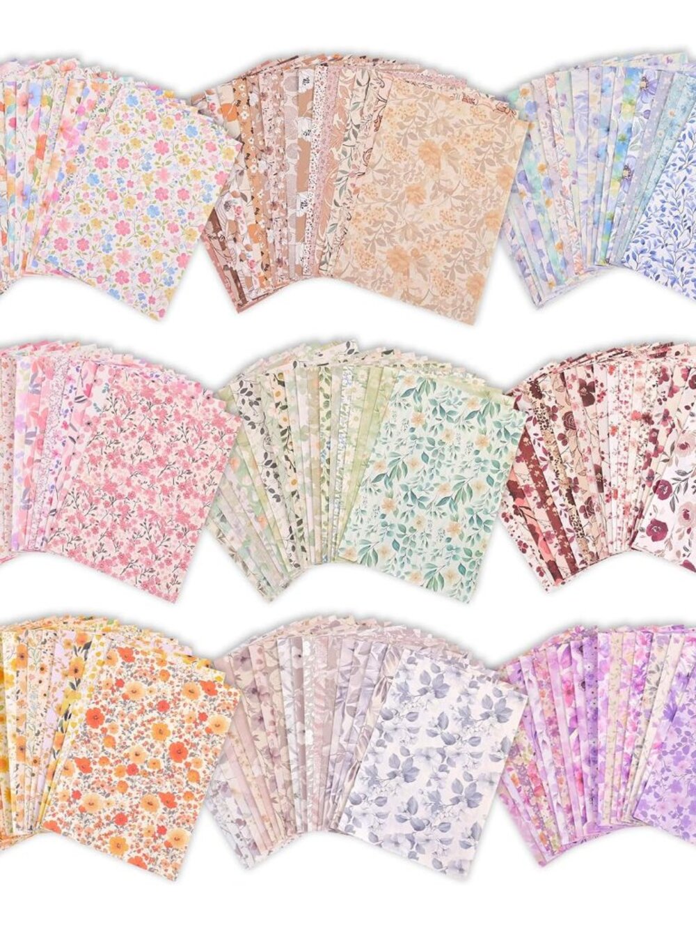180 Sheets Vintage Floral Scrapbook Paper - 9 Themes Aesthetic Small Flowers Pat